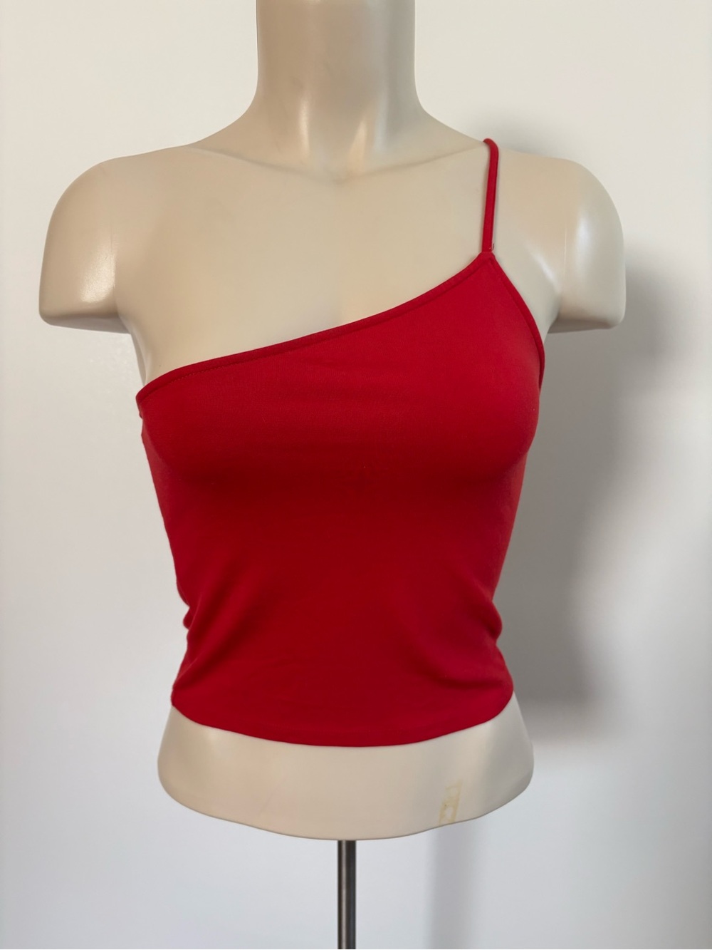 & Other Stories Vibrant Red Asymmetrical One Shoulder Strap Camisole Size 6